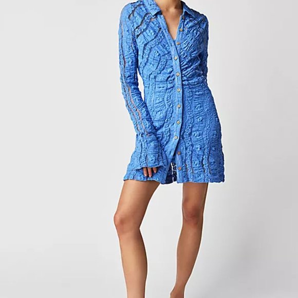 Free People Shayla Lace Mini Dress in Lavendar Fields - Picture 6 of 8